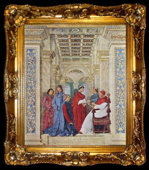 framed  Melozzo da Forli Pope Sixtus IV appoints Bartolomeo Platina prefect of the Vatican Library, ta009-2